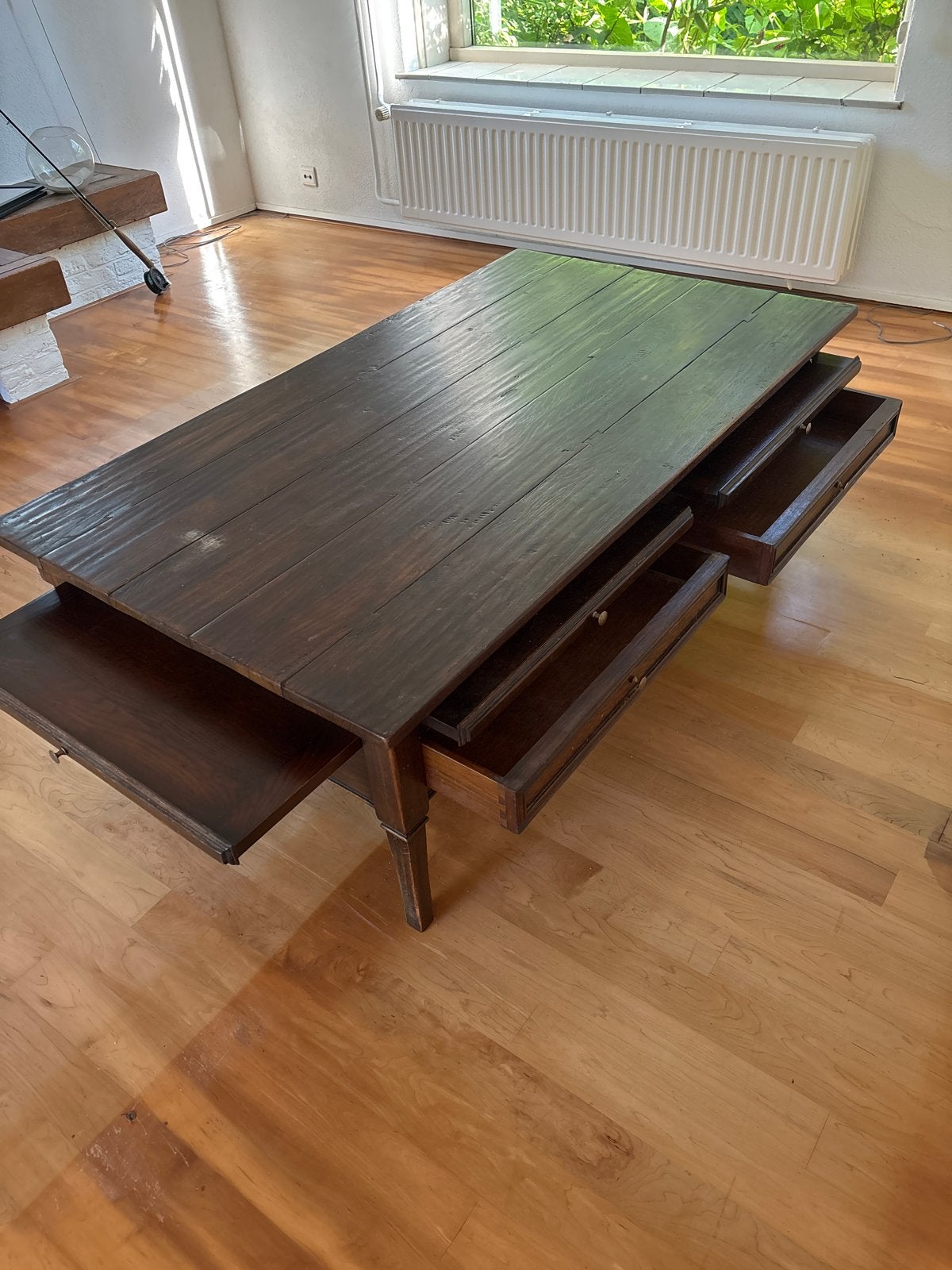 Antieke houten salontafel met lades - 140x80x48 cm, Antiek en Kunst, Antiek | Meubels | Tafels, Ophalen