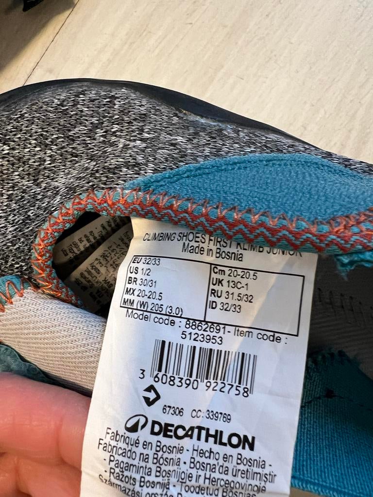 Decathlon Klimschoenen - Maat EU 32/33, Sport en Fitness, Klimsport, Ophalen of Verzenden, Zo goed als nieuw, Klimsportschoenen