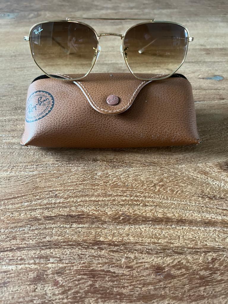 Ray-Ban RB 3707 Zonnebril Goud met Bruine Glazen, Zonnebril, Bruin, Ophalen of Verzenden, Zo goed als nieuw
