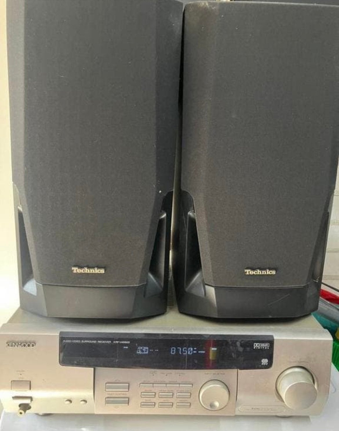 Kenwood surround reciever + 2 technics boxen, Overige merken, Gebruikt, 70 watt of meer, Ophalen of Verzenden