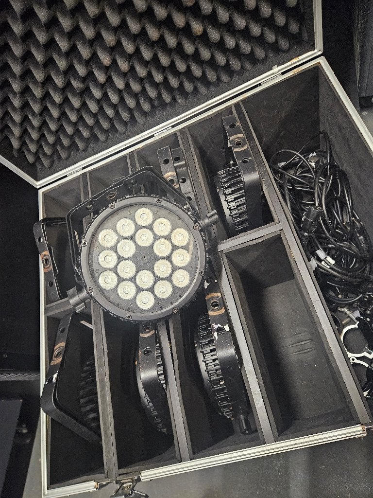 8x Showtec Compact par 18 Tri MK2 incl. Case, Ophalen, Gebruikt, Licht, Geluidgestuurd