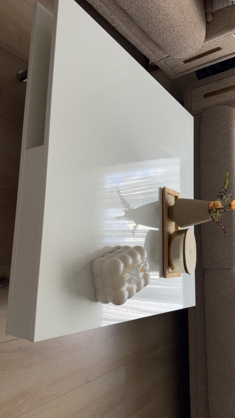 Moderne Witte Salontafel met Lade - Hoogglans