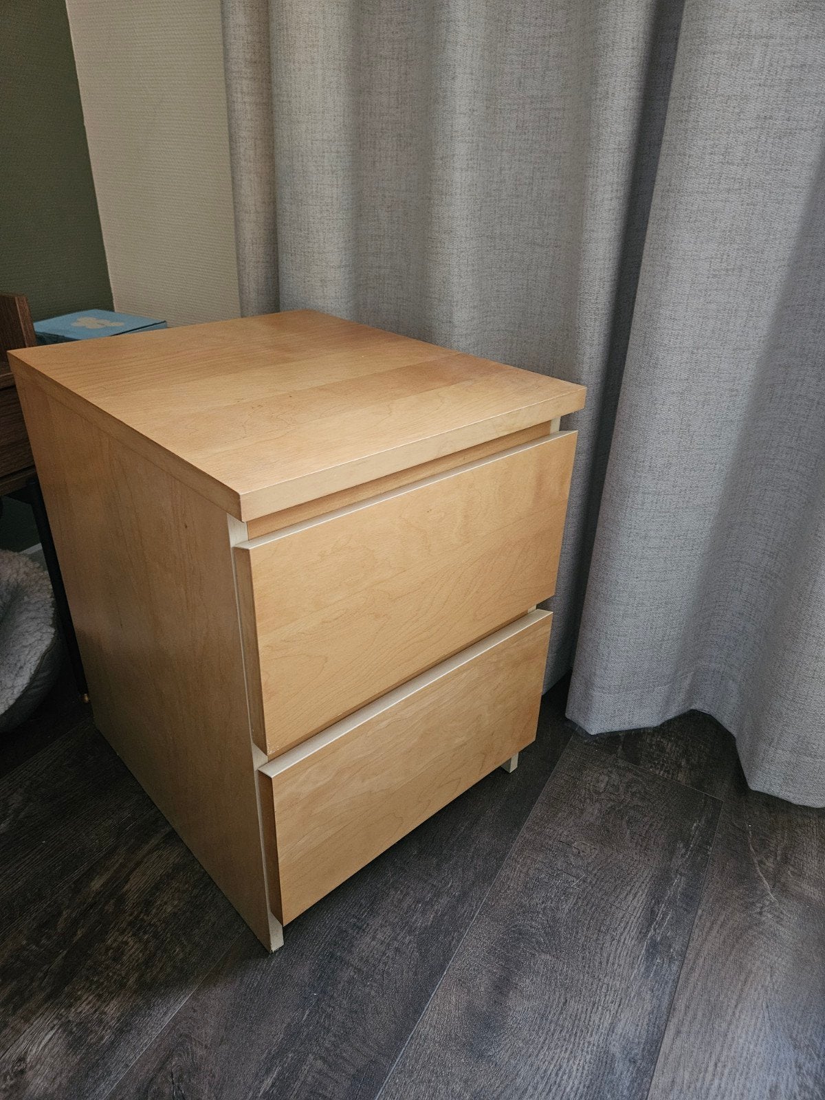 Houten ladekastje met 2 laden, Ophalen, Minder dan 50 cm, Gebruikt, Modern, functioneel