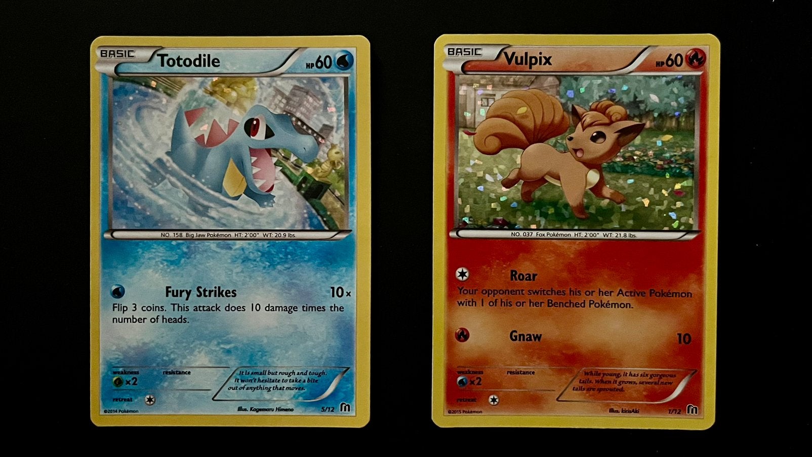 2x McDonalds Pokemon 2016 promo cards: Totodile & Vulpix, Ophalen of Verzenden, Zo goed als nieuw, Meerdere kaarten, Foil