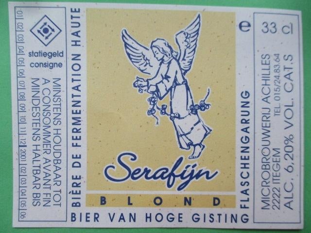 bieretiket Belgie 7-5 (14W) achilles, Verzamelen, Biermerken, Ophalen of Verzenden, Zo goed als nieuw, Overige typen, Overige merken