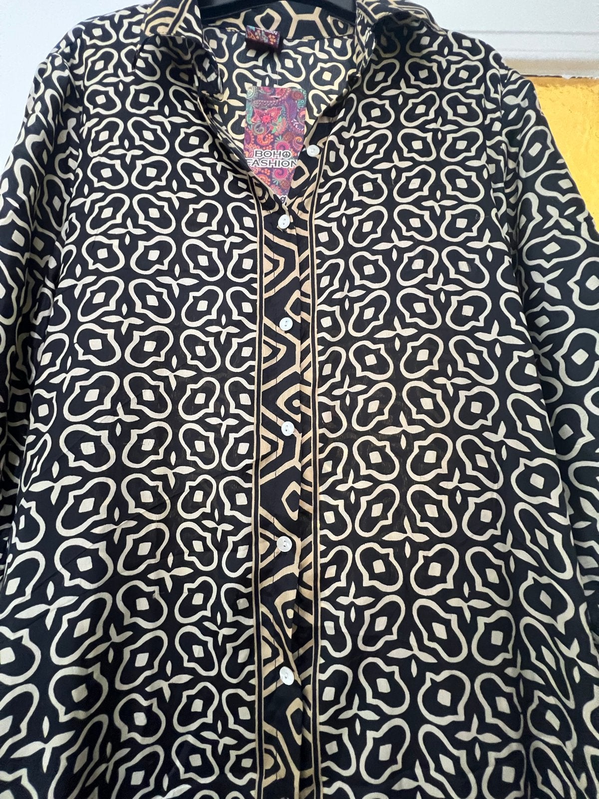 Beach style jurk  - Zwart/Beige Print - Maat M/L, Kleding | Dames, Zwart, Maat 42/44 (L), Nieuw, Ophalen of Verzenden