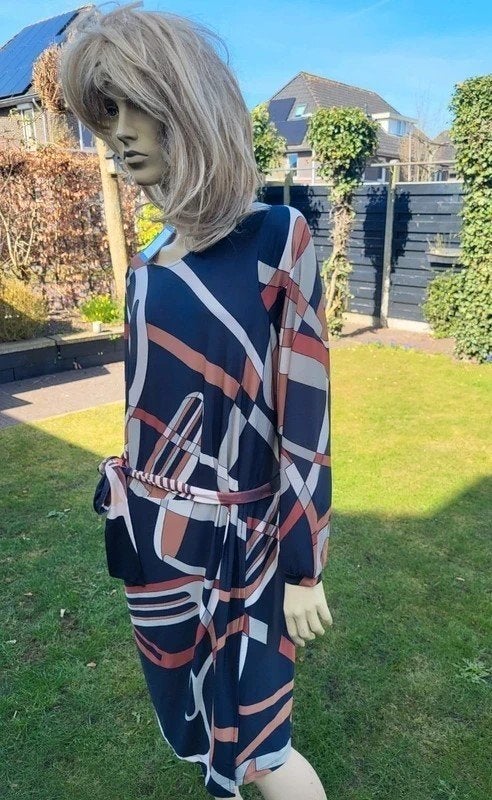 Nieuwe jurk met print met ceintuur van K Design maat M, Kleding | Dames, Maat 38/40 (M), K-design, Zwart, Nieuw
