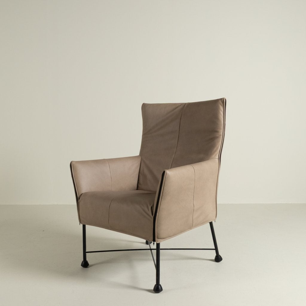 Montis Charly Fauteuil Rancho Stone Leer - Zwart (Op Doppen), Niet ingevuld, Zo goed als nieuw, Niet ingevuld, Niet ingevuld