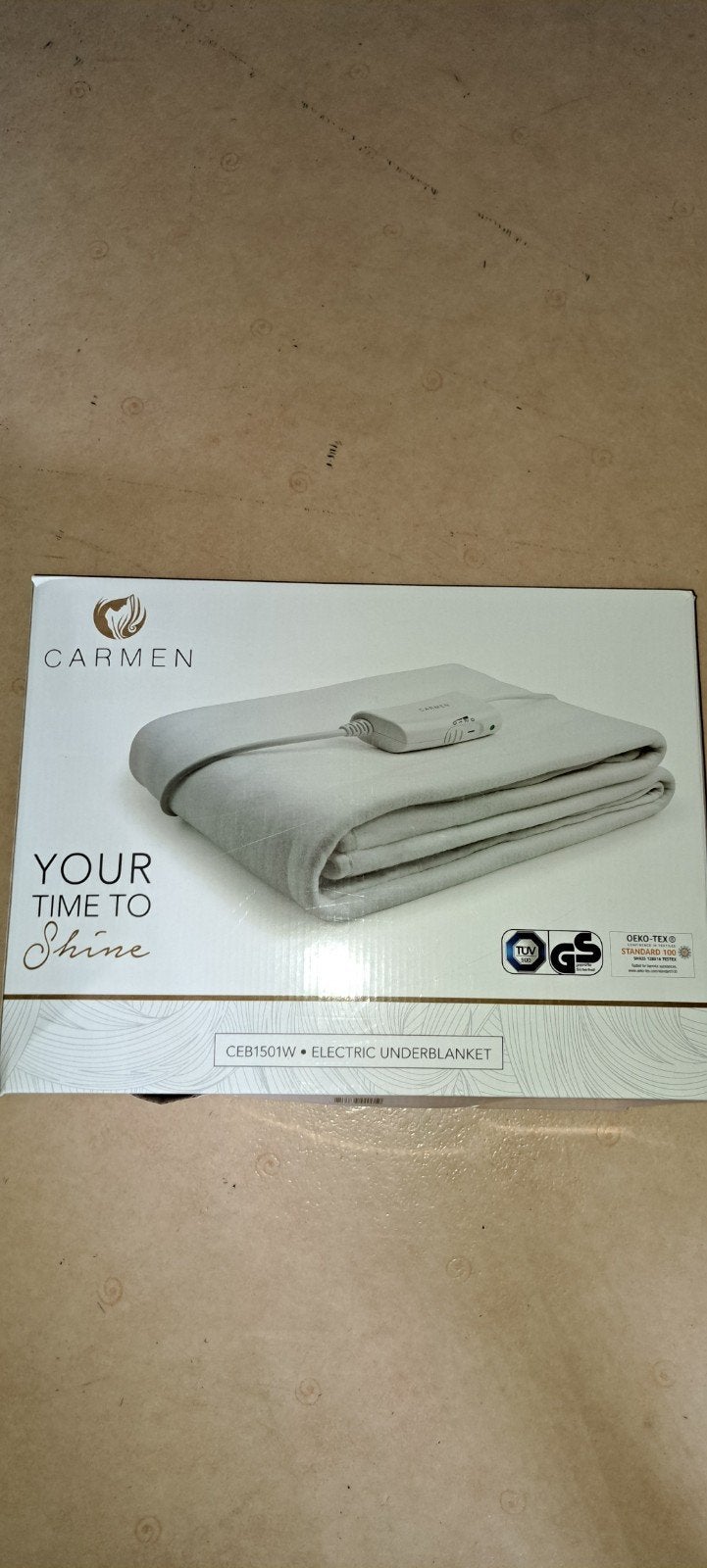 Carmen electric onderdeken CEB1501W, Ophalen, Eenpersoons, Wit, Overige typen