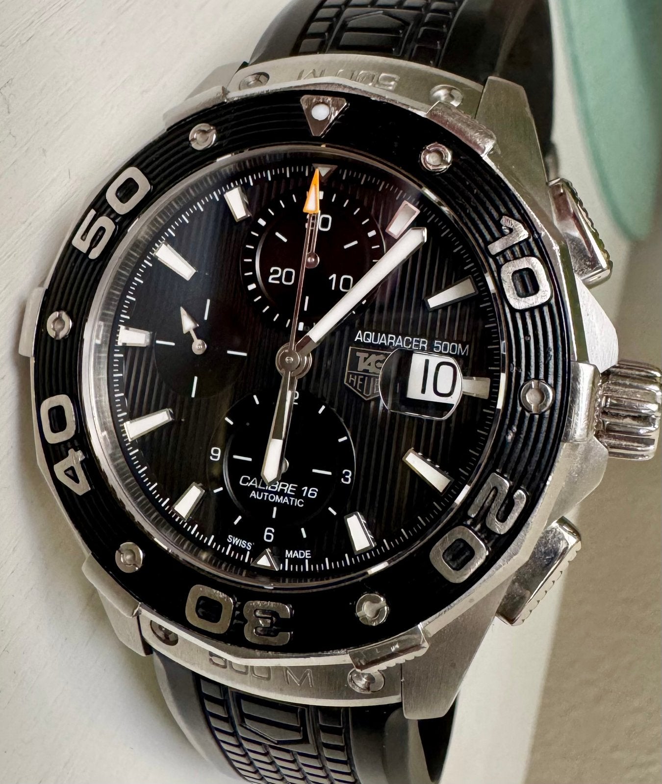 TAG Heuer Aquaracer 500M Chrono | Full Set + LVMH Service, Sieraden, Tassen en Uiterlijk, Horloges | Antiek, Overige merken, Staal