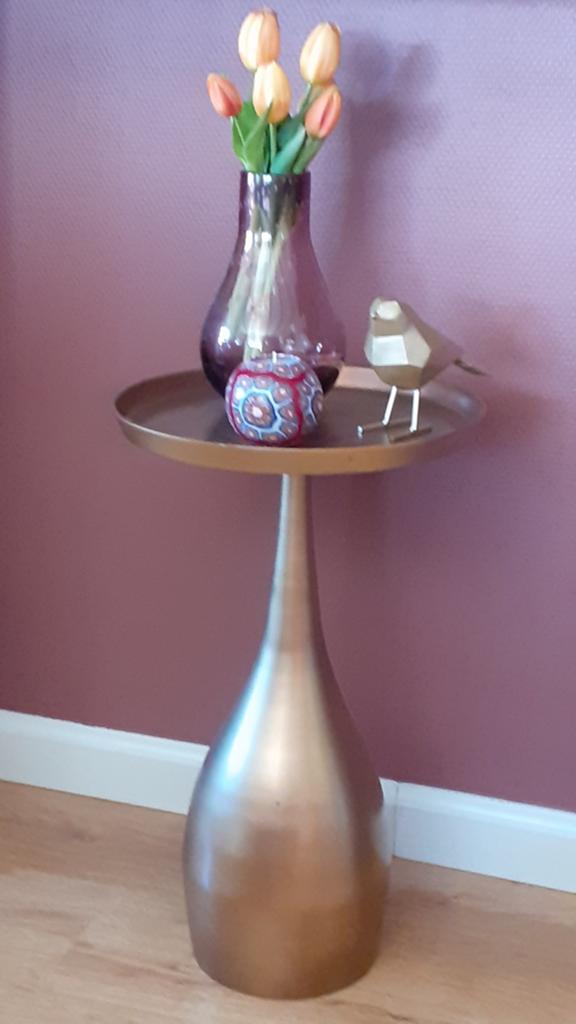 BePureHome Cone Bijzettafeltje in goud, 45 tot 60 cm, Gebruikt, Metaal of Aluminium, Rond