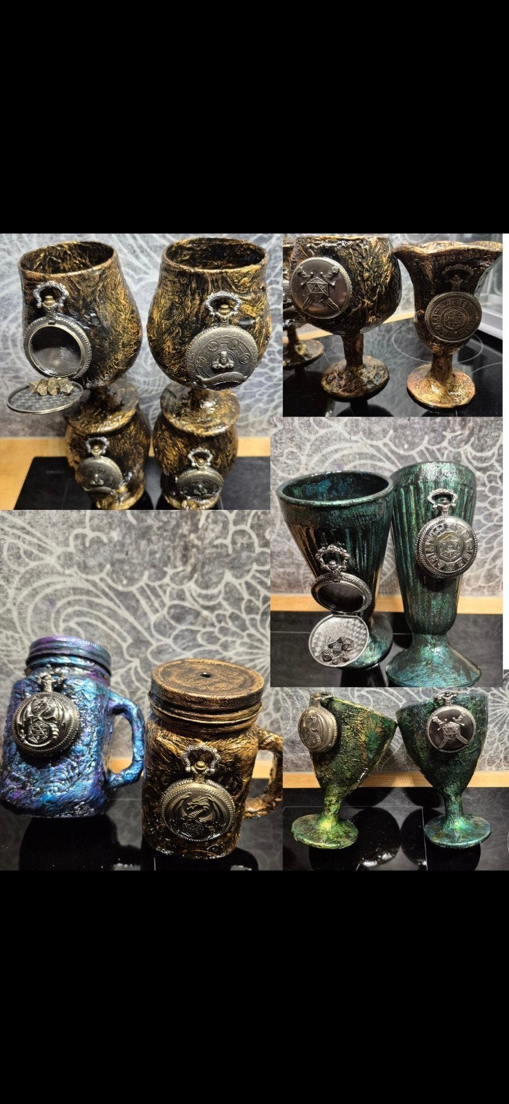 Handmade D&D kelken met dobbelstenen /D&D borden met glitter, Ophalen of Verzenden