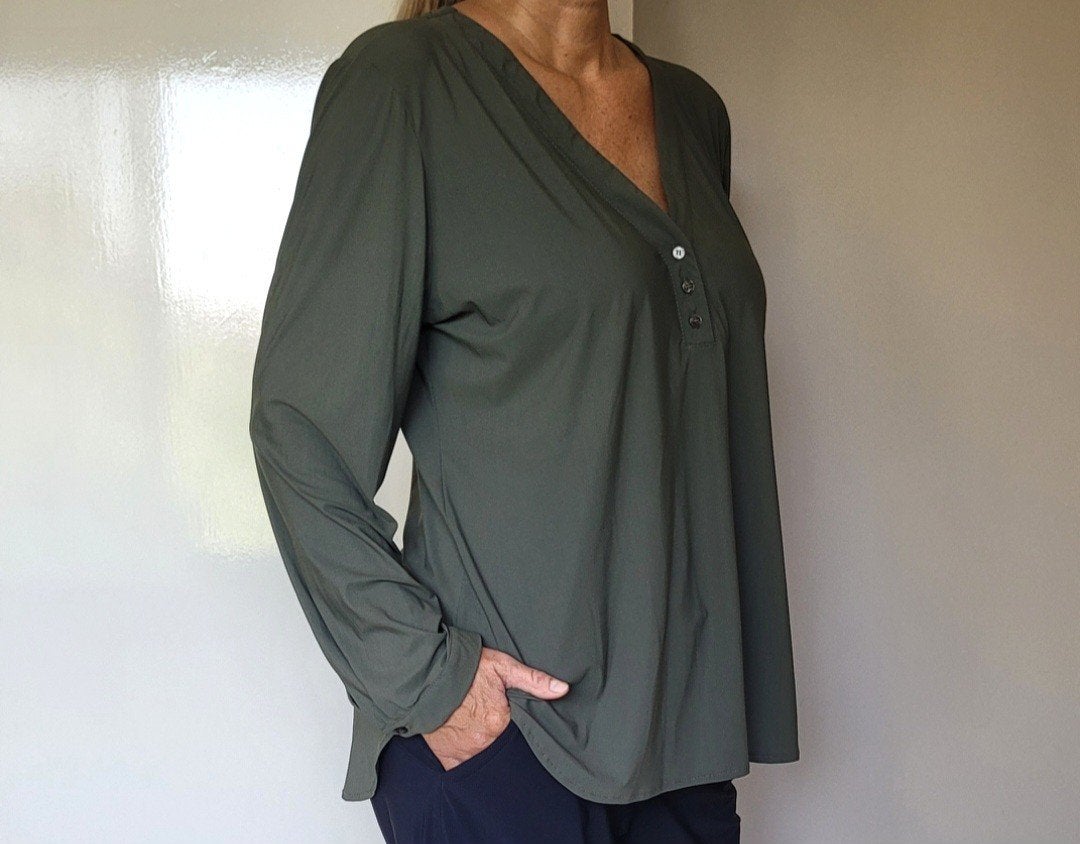 Studio Anneloes Evi blouse XL Travelstof Groen Top, Studio Anneloes, Verzenden, Maat 46/48 (XL) of groter, Zo goed als nieuw