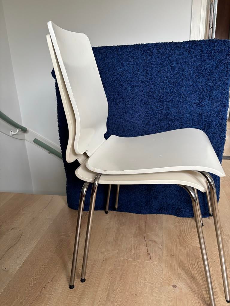 2 Ikea Gilbert stoelen, Huis en Inrichting, Stoelen, Ophalen, Gebruikt, Twee, Wit