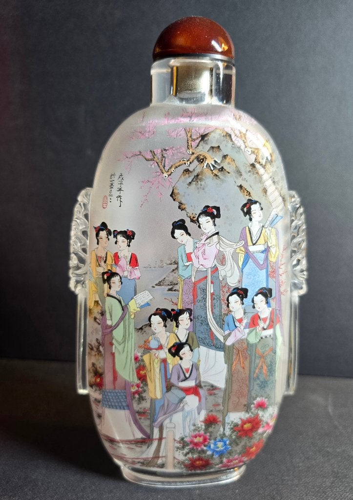 Grote handbeschilderde Chinese Snuff Bottle (Snuifflesje), 20 cm, Overige typen, Ophalen of Verzenden, Geschilderd