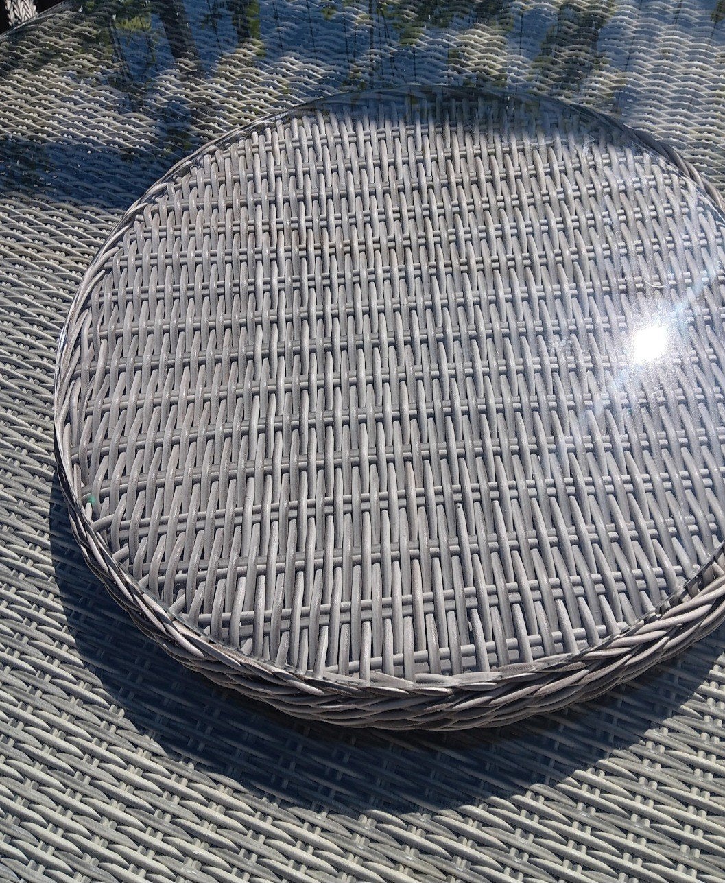 Grote ronde diningset 6 persoons, Ophalen, 6 zitplaatsen, Wicker, Tuinset