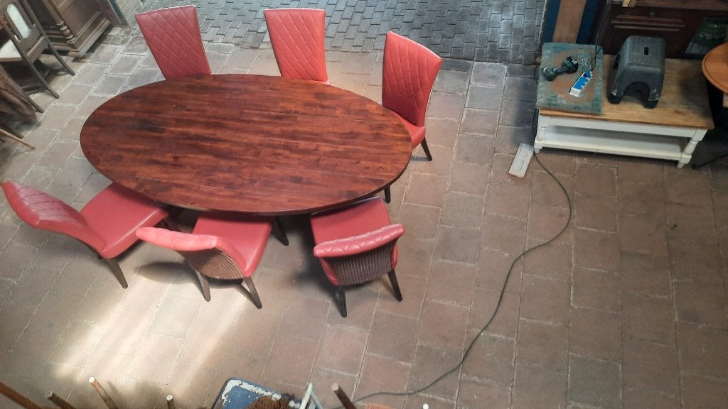 6 Originele LOOM FURNITURE STOELEN met ovale tafel, Huis en Inrichting, Ophalen, Gebruikt, Rood, Vijf, Zes of meer stoelen