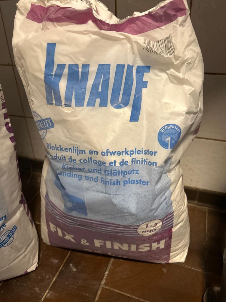 Knauf Fix & Finish Blokkenlijm en Afwerkpleister 10kg, Ophalen, Nieuw