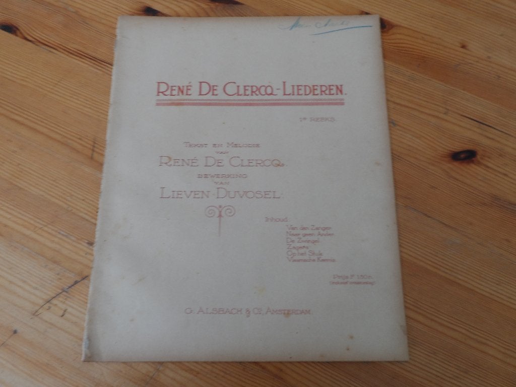 Rene de clerq liederen - arr. Lieven duvosel, Piano, Gebruikt, Ophalen of Verzenden, Artiest of Componist