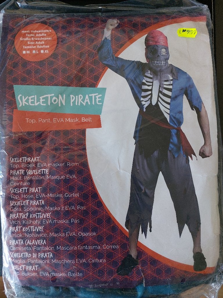 Skeleton Pirate - Maat L, Maat 52/54 (L), Onbekend, Nieuw, Ophalen of Verzenden