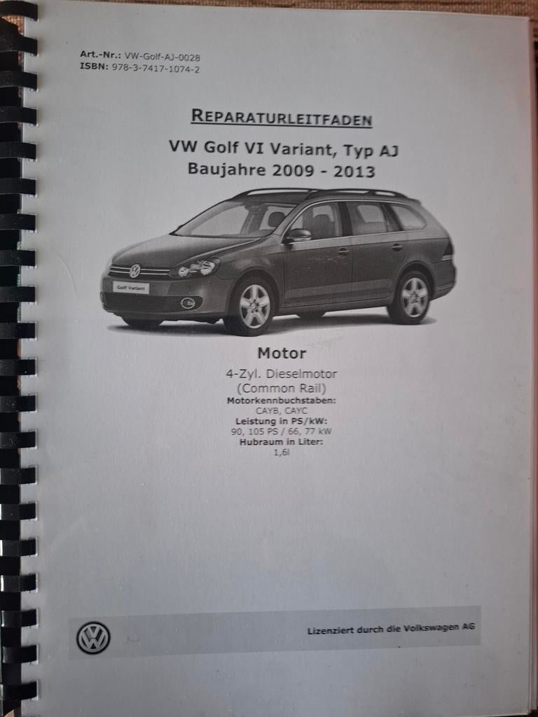 Reperatie handleiding  VW Golf 6 Variant Type AJ Diesel, Auto diversen, Handleidingen en Instructieboekjes, Ophalen of Verzenden