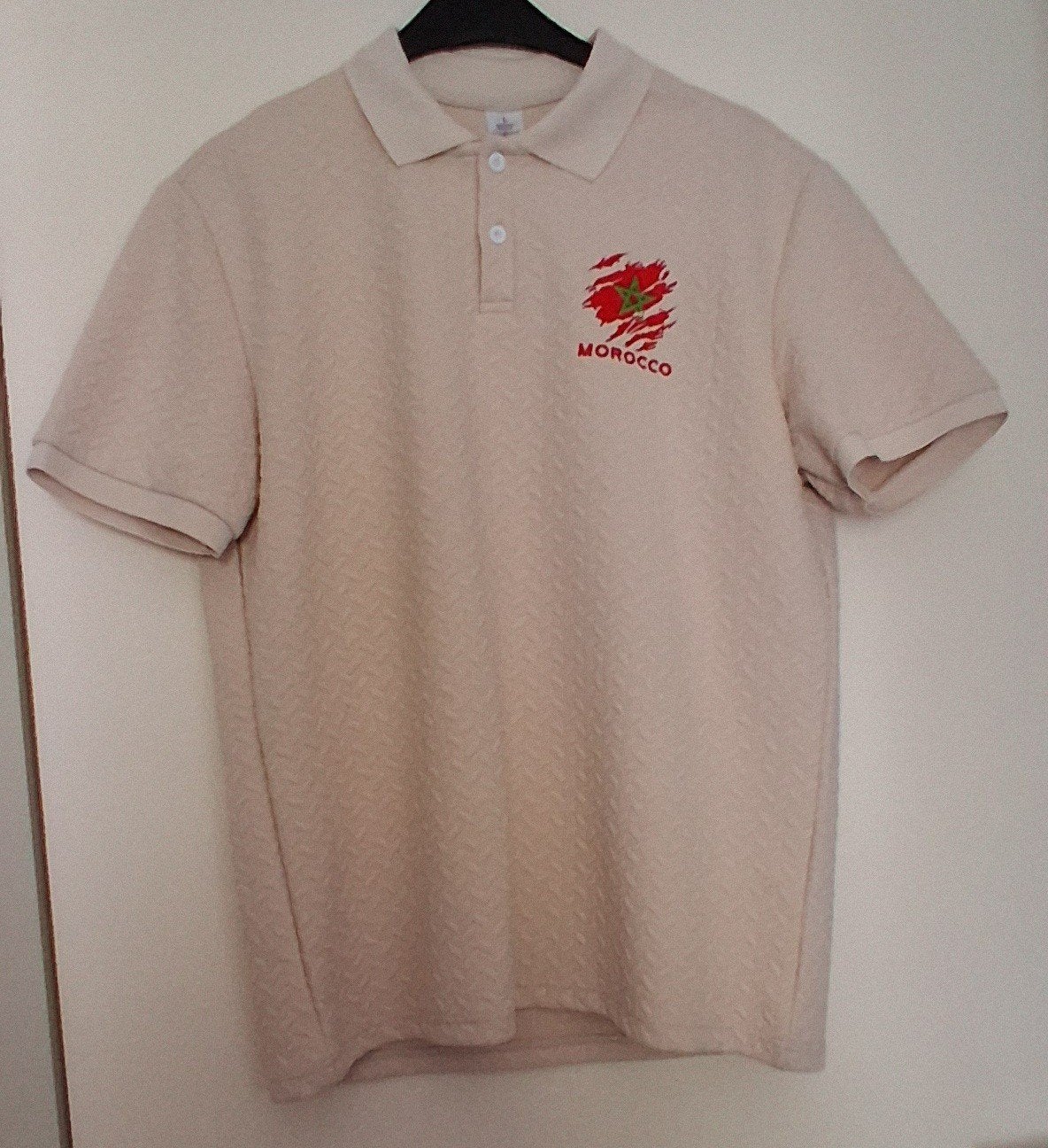 T-shirt Marokko - Beige met vlag en tekst, Maat 52/54 (L), Onbekend, Beige, Nieuw