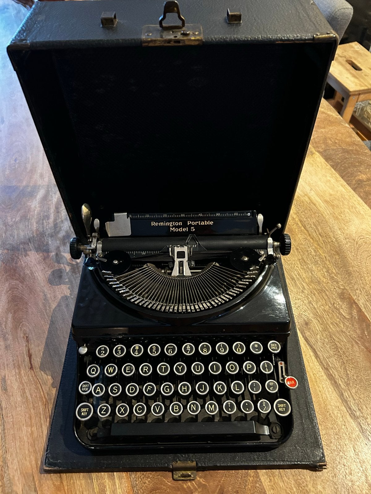 Antieke type machine Remington portable 5 met koffer, Ophalen of Verzenden, Gebruikt