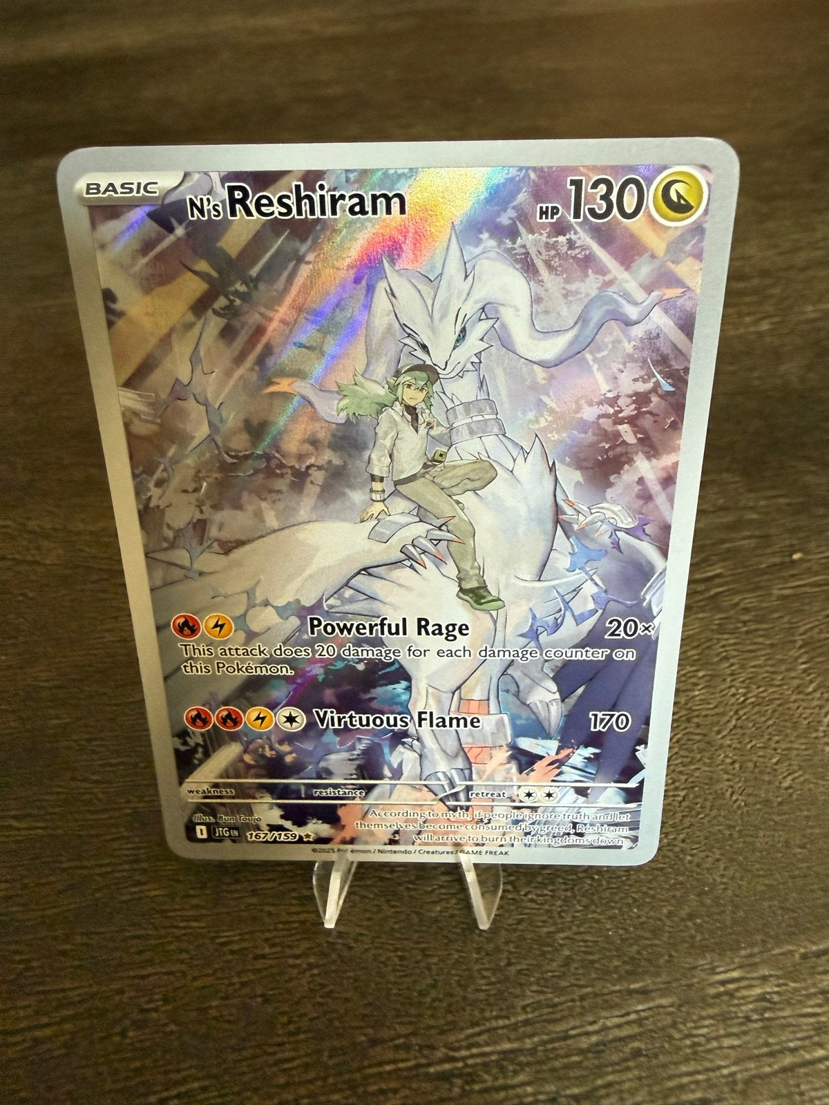 N's Reshiram 167/157 JTG, Ophalen of Verzenden, Zo goed als nieuw, Losse kaart, Foil