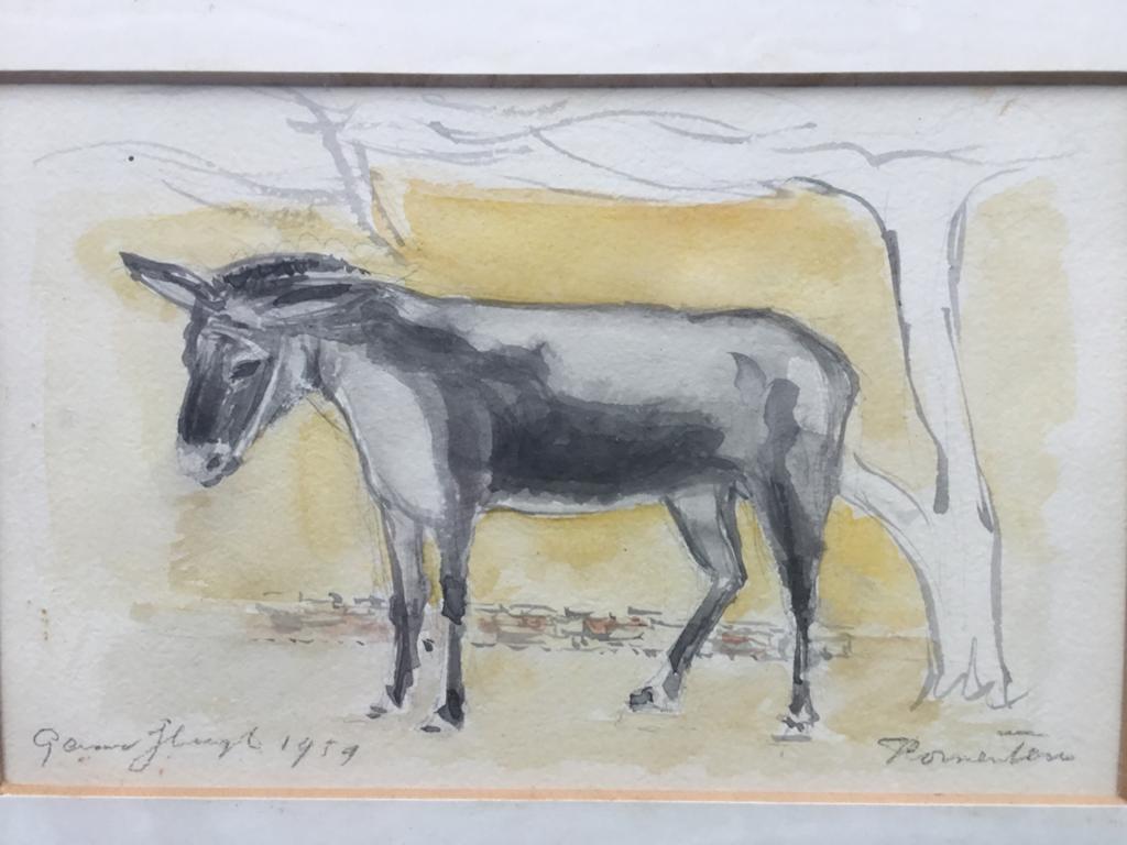 Gerard Sluyter - Aquarel Ezel 'Pormentes..?' uit 1959, Antiek en Kunst, Ophalen of Verzenden