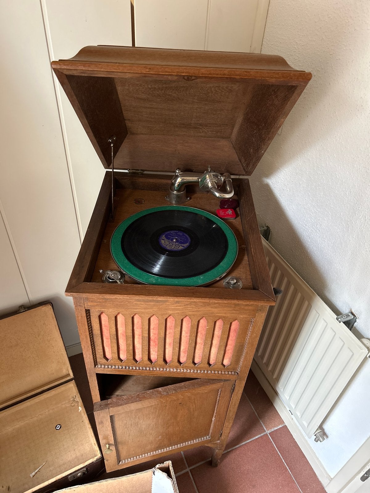 Antieke Thorens Platenspeler met Platen - Werkend, Ophalen, Gebruikt, Platenspeler, Thorens