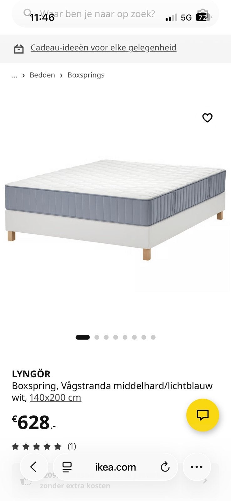 Gratis Ikea Boxspring, Ophalen, Zo goed als nieuw, Tweepersoons, 90 cm