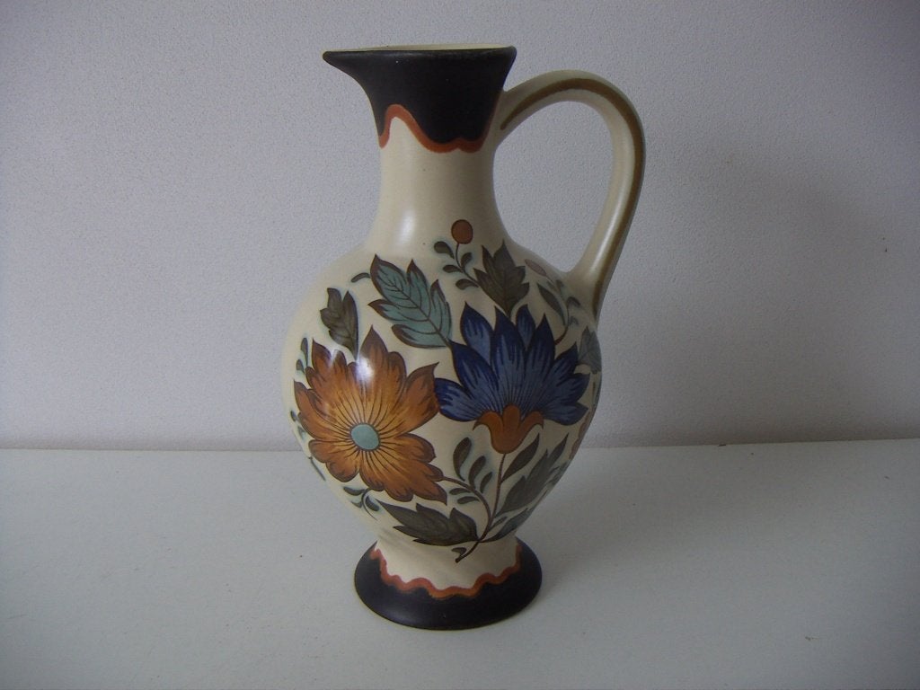 Flora Gouda plateel keramiek sierkan jr.ca.1960., Kan, Overige merken, Vintage, Ophalen of Verzenden