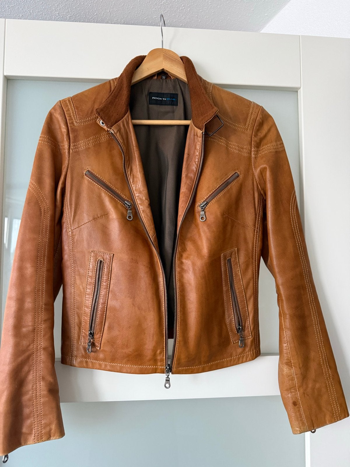 Rock'n Blue leren jas - Maat 38 (M), Kleding | Dames, Ophalen of Verzenden, Zo goed als nieuw, Maat 38/40 (M), Bruin