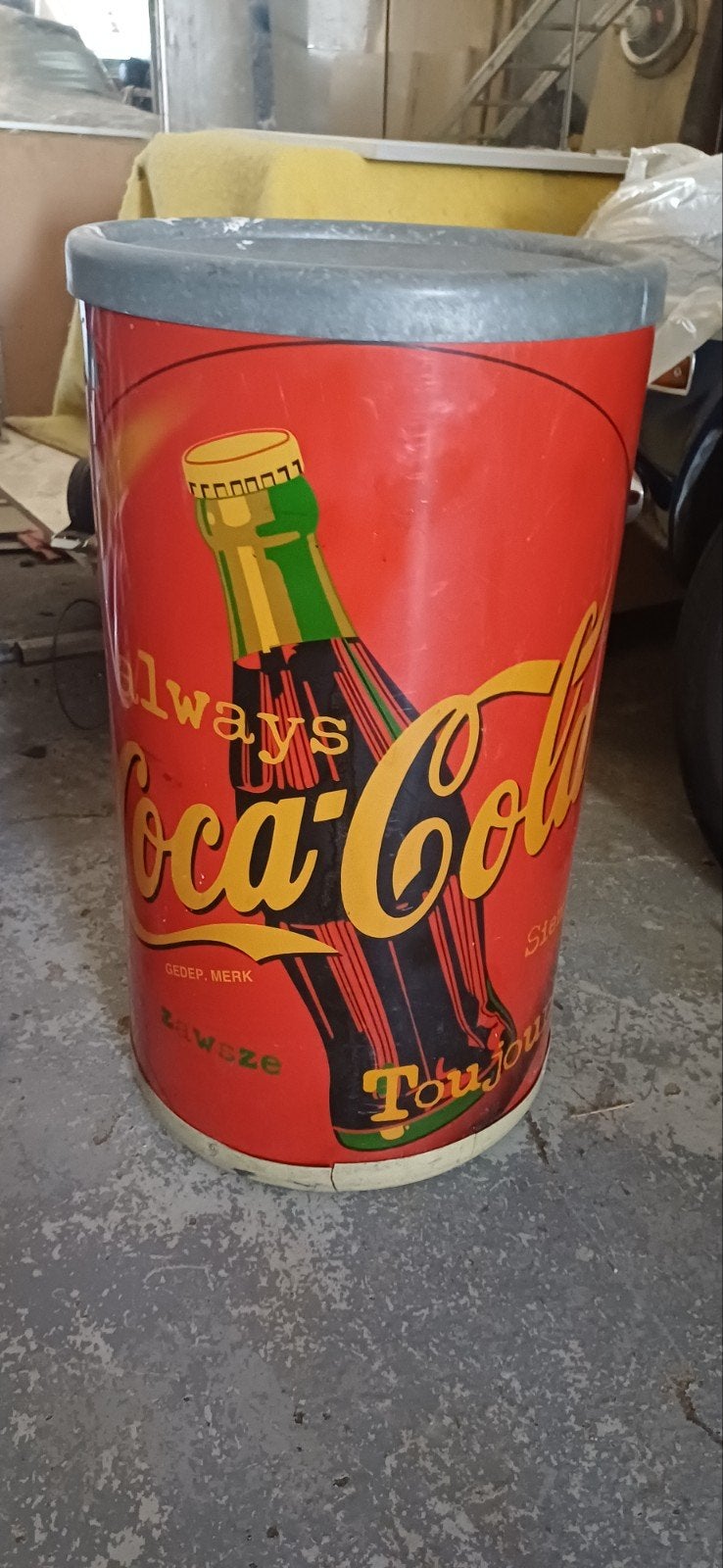 Coca cola afval ton - met vlamdovende deksel, Verzamelen, Blikken, Ophalen, Gebruikt, Overige