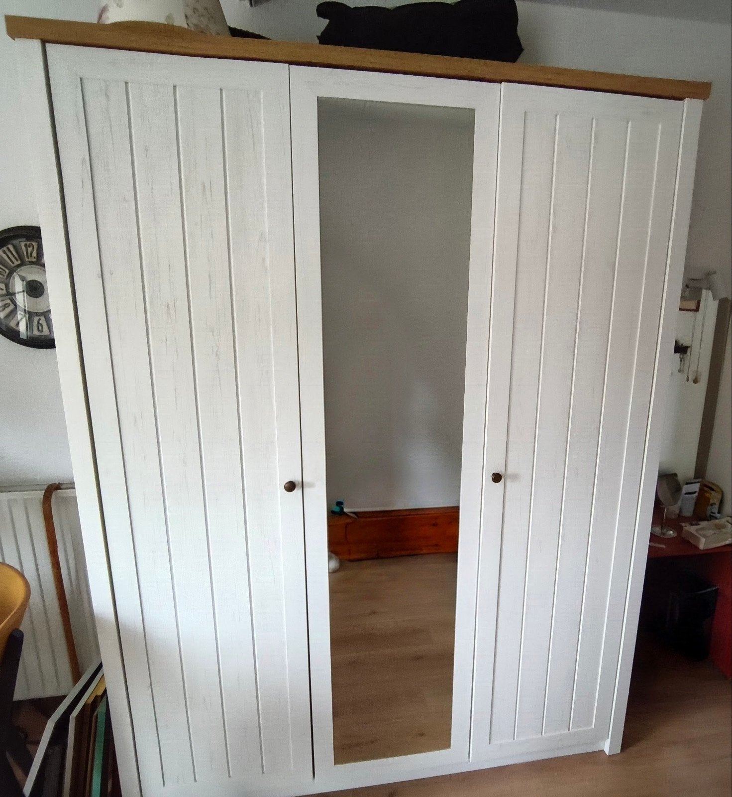 Kledingkast 162x210 wit/wild naturel eiken kleur, Ophalen, Met deur(en), Modern, Scandinavisch, 200 cm of meer