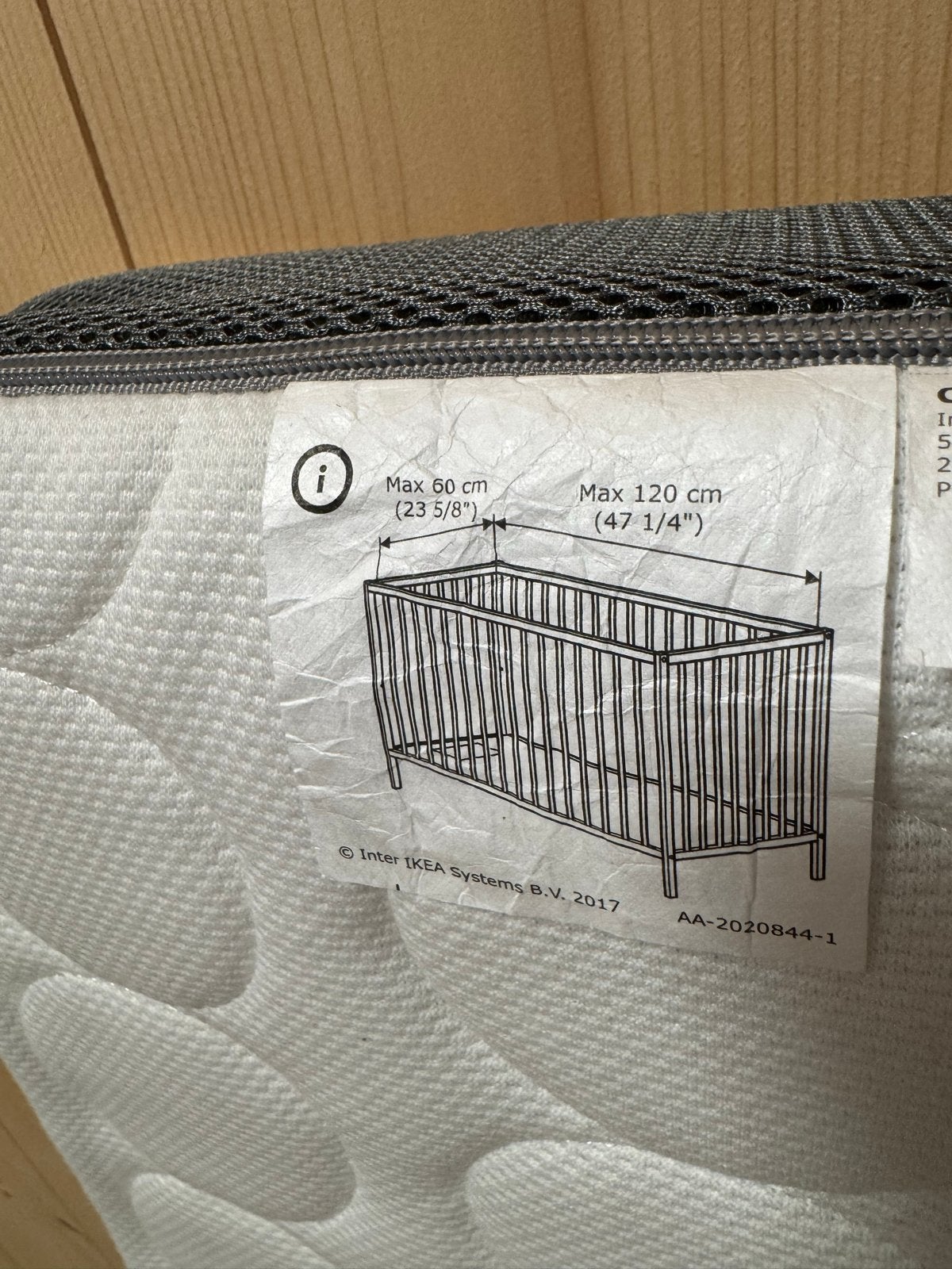 IKEA JÄTTETRÖTT matras voor babybed 60x120 cm, Zo goed als nieuw, Matras, Eenpersoons, 70 cm of minder