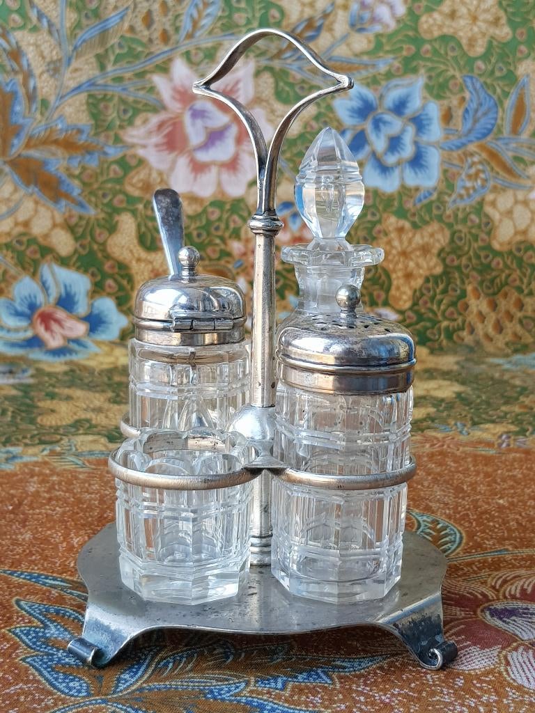 Mooie antieke Engelse condiment set van Walker & Hall 15 cm., Ophalen of Verzenden