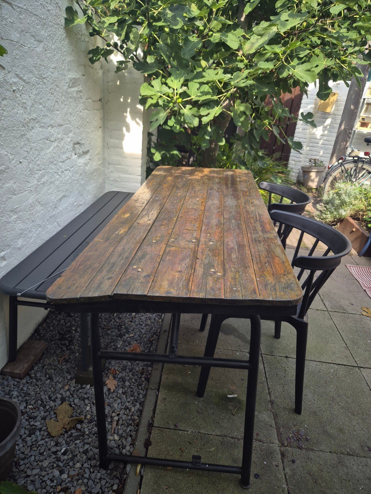 Tuintafel biertafel, Tuin en Terras, Ophalen of Verzenden, Gebruikt, Hout