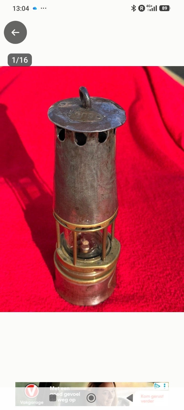 Antieke mijnlamp / olielamp, Ophalen of Verzenden