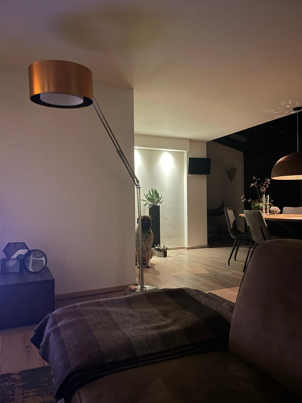 Staande vloerlamp met dimmer, Ophalen, E27 (groot), Zo goed als nieuw, Metaal