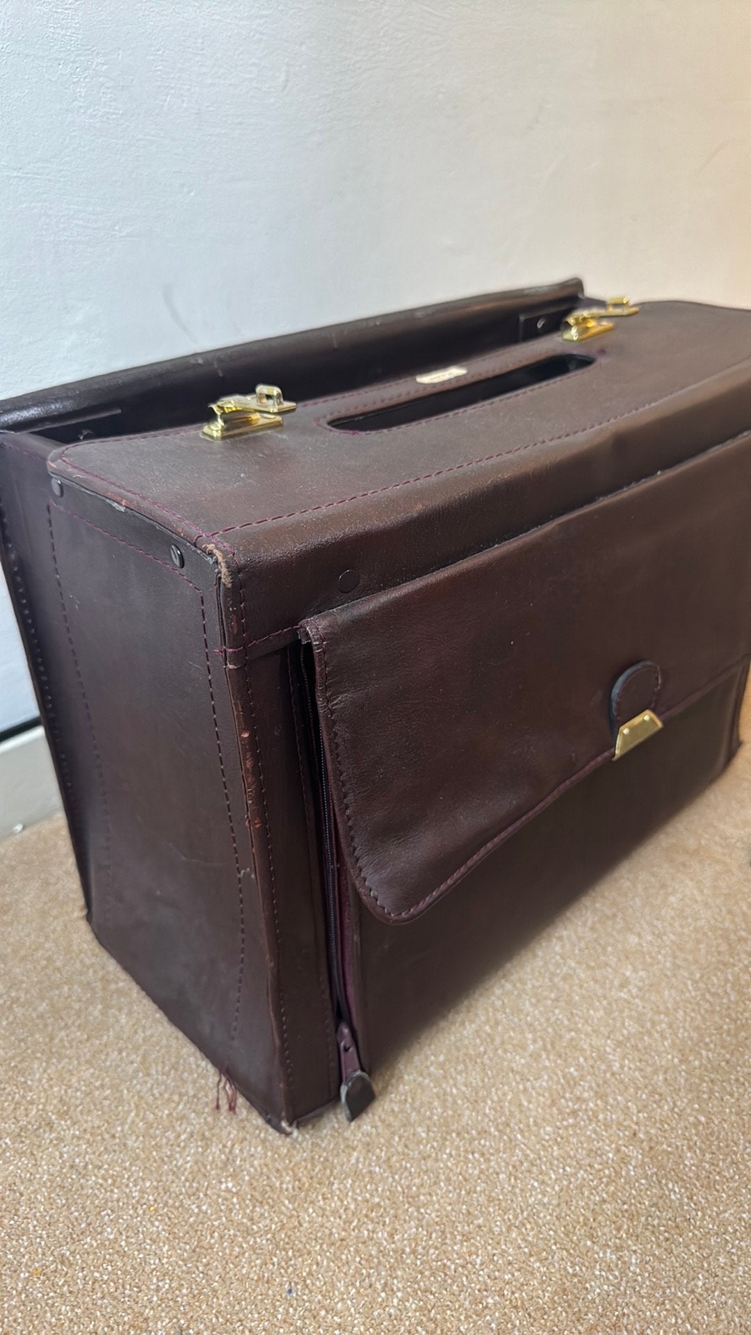 Leren koffer documenten, Gebruikt, Slot, Ophalen of Verzenden, Minder dan 35 cm