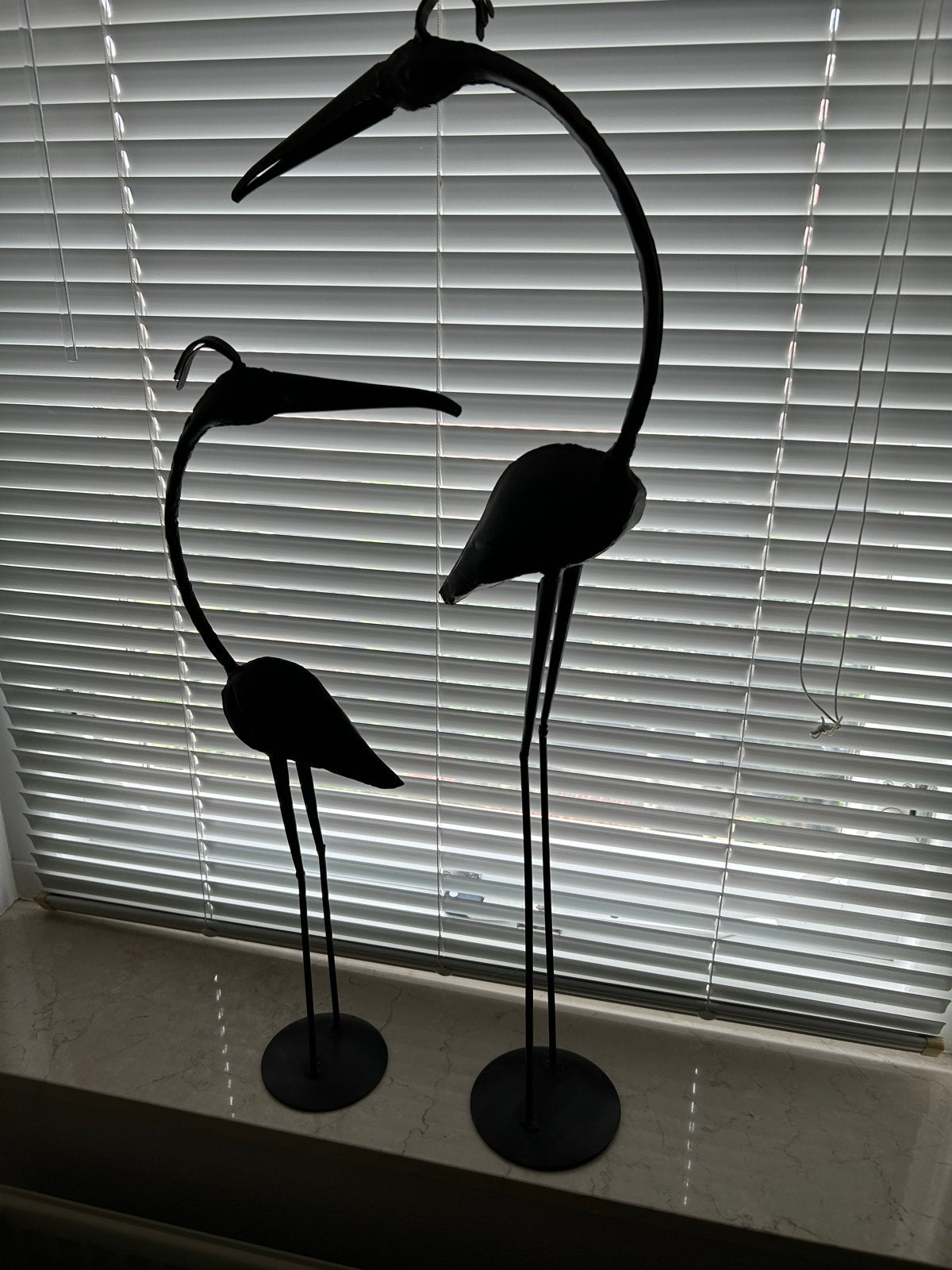 Metalen decoratieve vogels - Reigers of flamingo's, Zwart, Ophalen of Verzenden, Zo goed als nieuw, Metaal