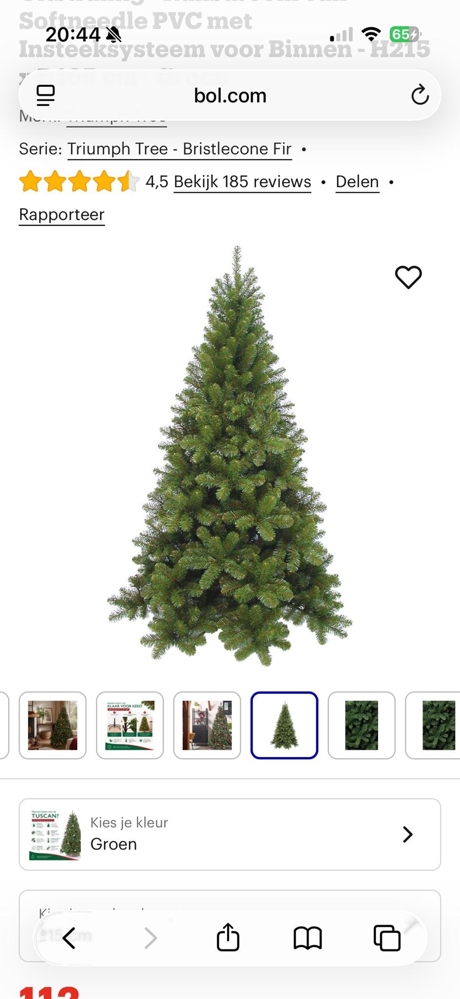 Triumph Tree Tuscan Kunstkerstboom Groen - H215 x D135 cm, Diversen, Ophalen, Zo goed als nieuw