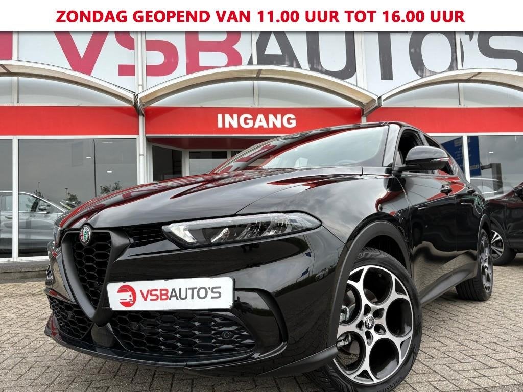 Alfa romeo TONALE 1.5 T HYBRID AUT. SPRINT LEER NAVI CARPLAY, Auto's, Automaat, Huisgarantie, Met garantie (alle), Zwart