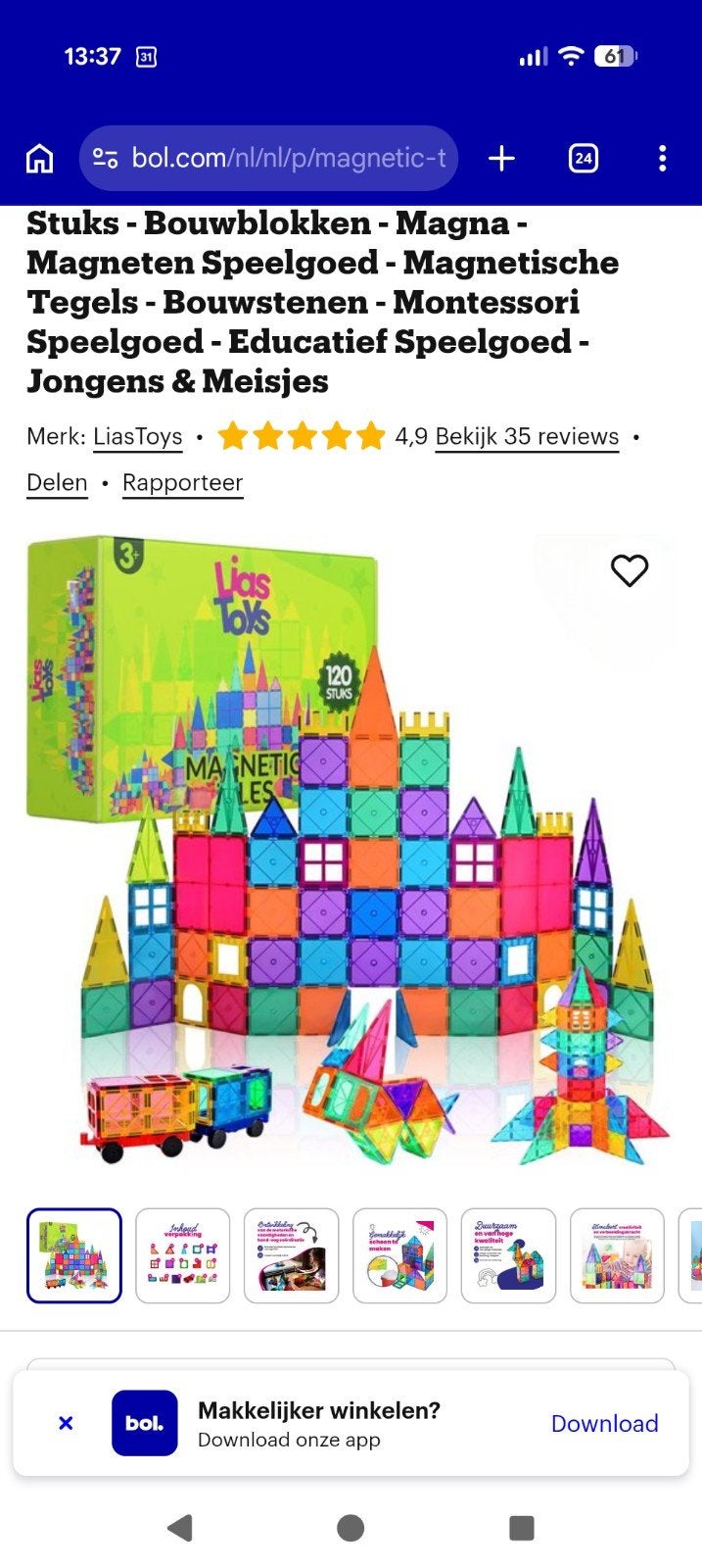 magnetisch speelgoed lias toys magnetic, Ophalen of Verzenden, Zo goed als nieuw