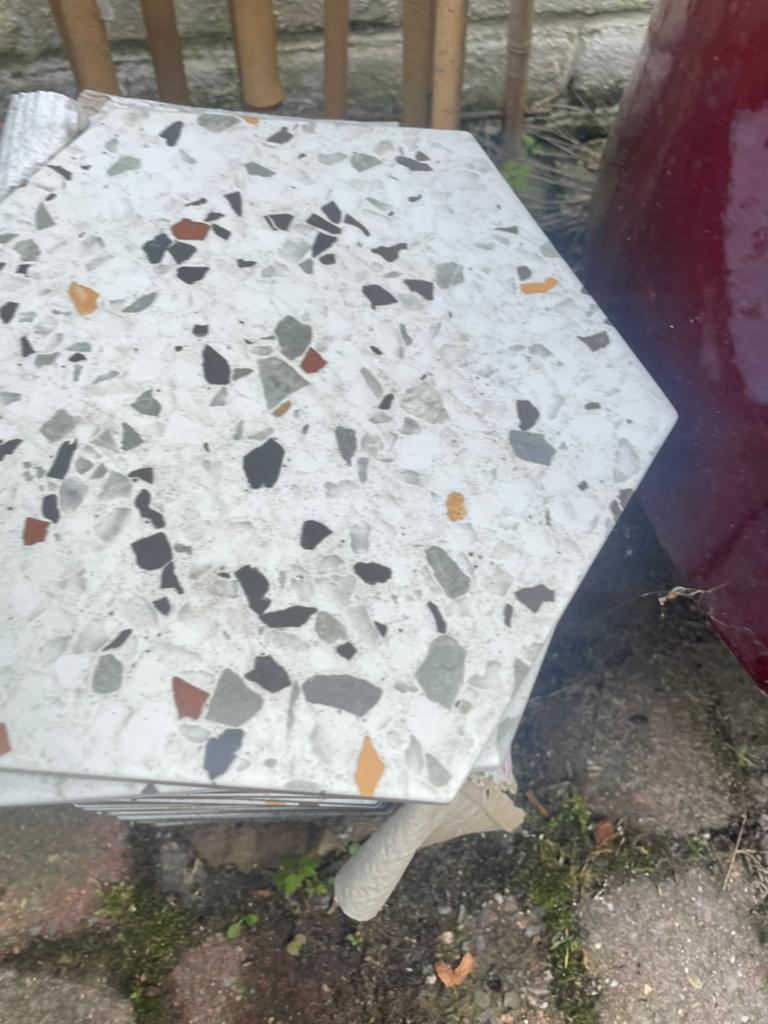 3 m2 hexagon terrazzo wit kleur mix, 60 cm of meer, Nieuw, Ophalen of Verzenden, Minder dan 5 m²