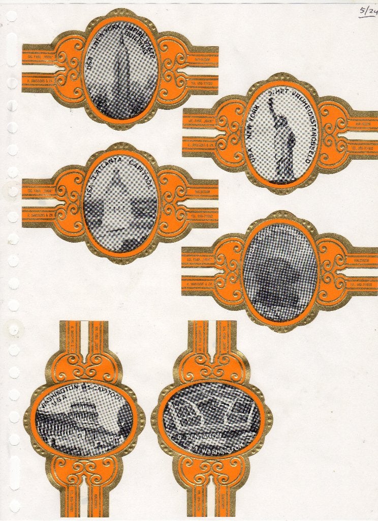 R. Janssens GF  USA  1 - 20  oranje, Ophalen of Verzenden, Zo goed als nieuw, Sigarenbandjes