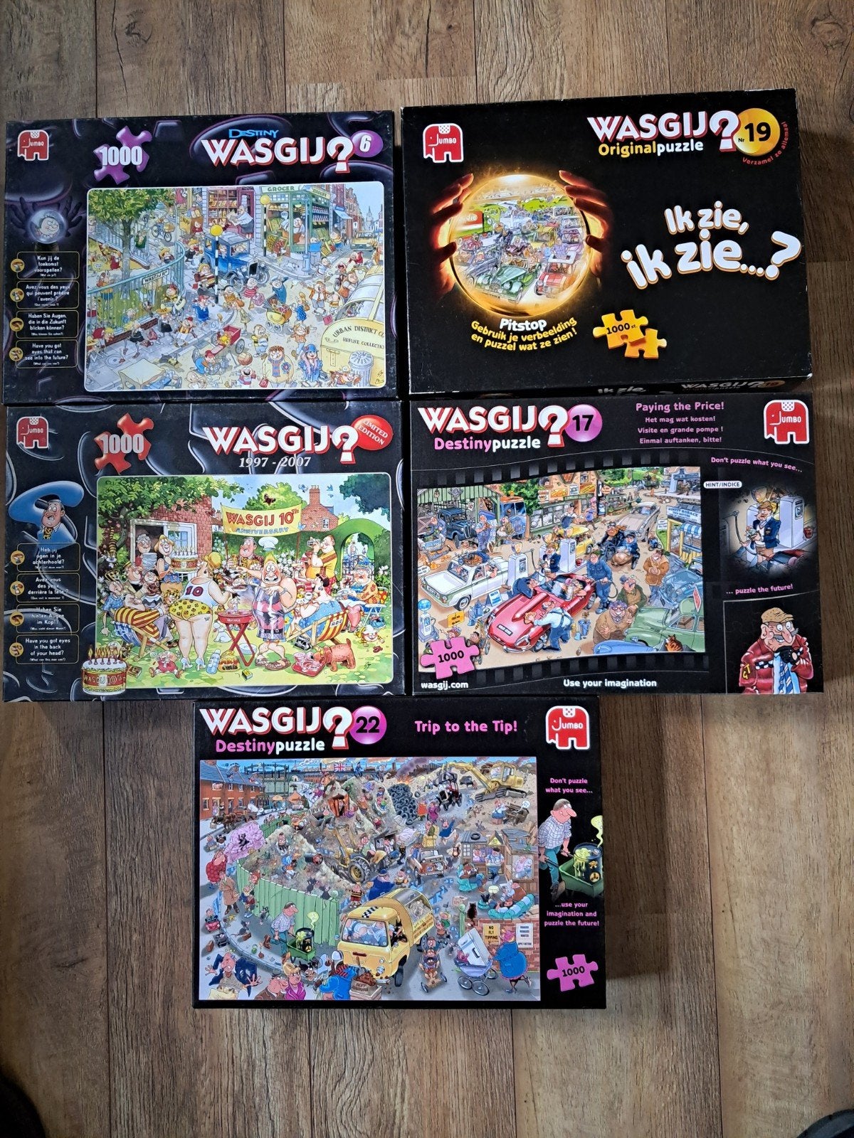 5 Wasgij puzzels original en destiny, Ophalen of Verzenden, 500 t/m 1500 stukjes, Gebruikt, Legpuzzel