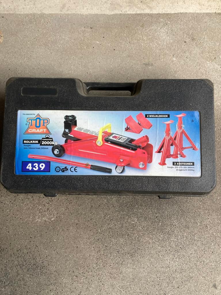 Top Craft Garagekrik Set 2000kg met Assteunen en Wielblokken, Ophalen, Zo goed als nieuw, Hydraulisch, Garagekrik
