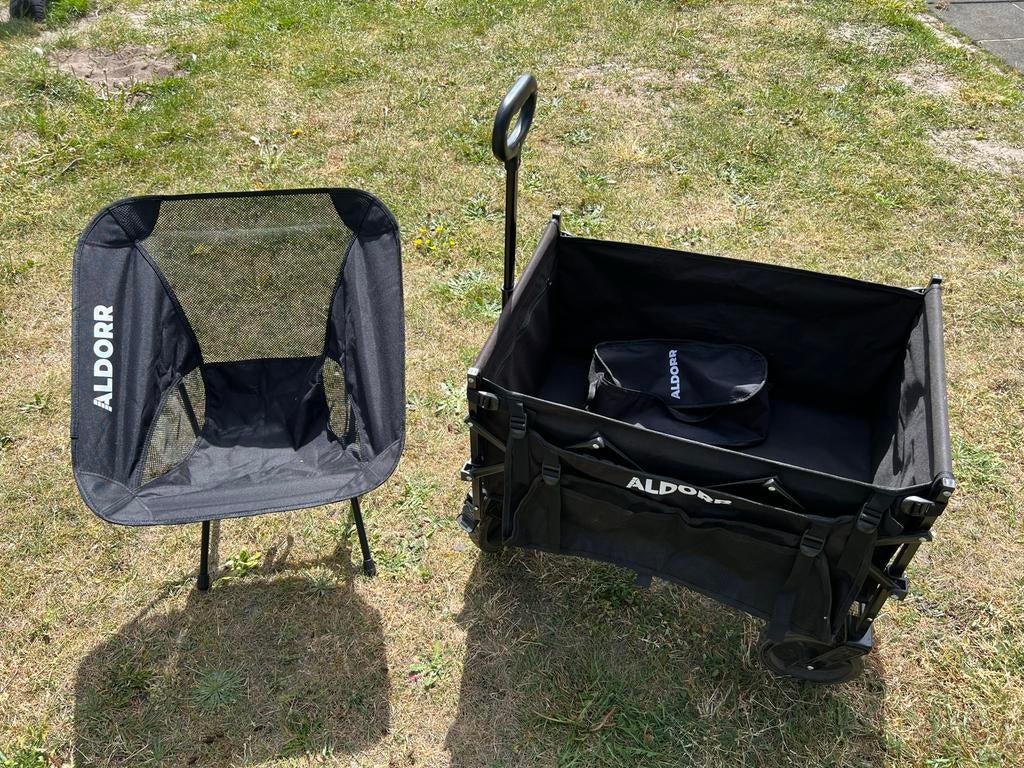 Aldorr bolderkar XL opvouwbaar 100L met opvouwbaar stoeltje, Caravans en Kamperen, Bolderkarren, Ophalen, Opvouwbaar, Gebruikt
